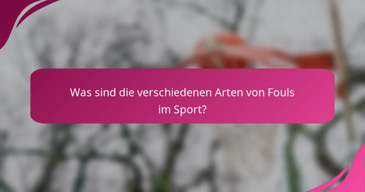 Was sind die verschiedenen Arten von Fouls im Sport?